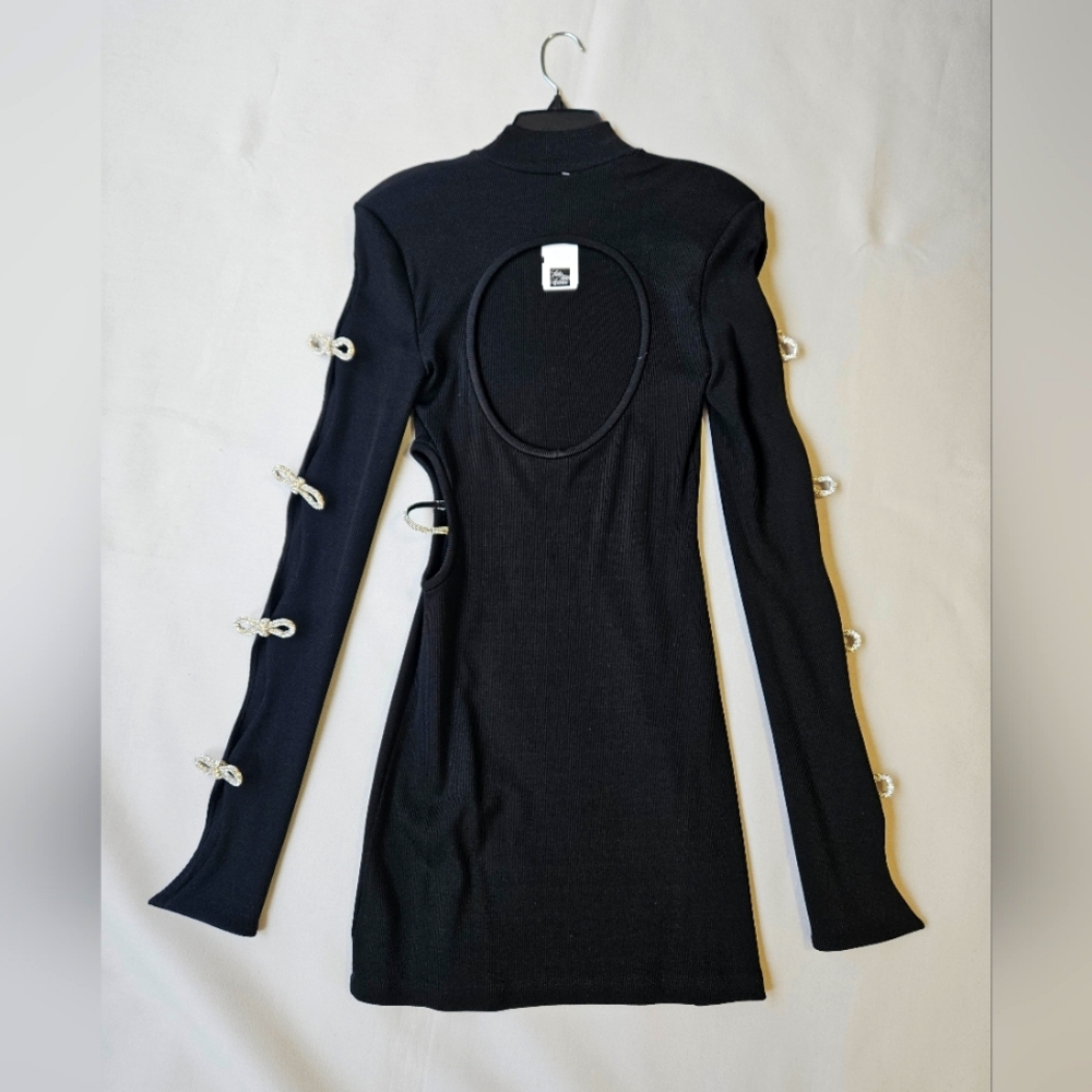NEW $985 Mach & Mach Crystal-Embellished Cut-Out Minidress - Picture 9 of 16